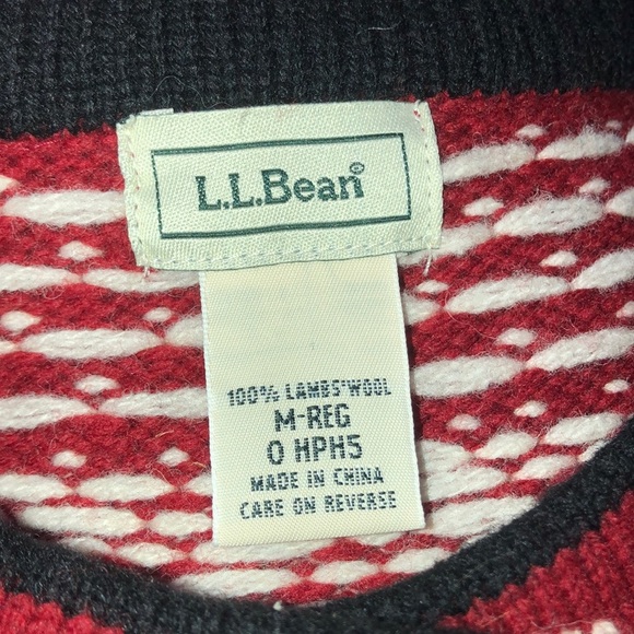 Vintage LL Bean Fair Isle Red Sweater Medium - Picture 5 of 5